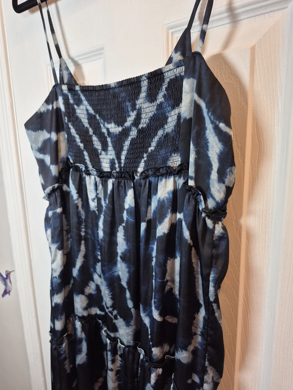 Michael Kors Tie Dye Maxi Dress Boho Tiered Satin Slip Summer Casual M - Picture 5 of 7
